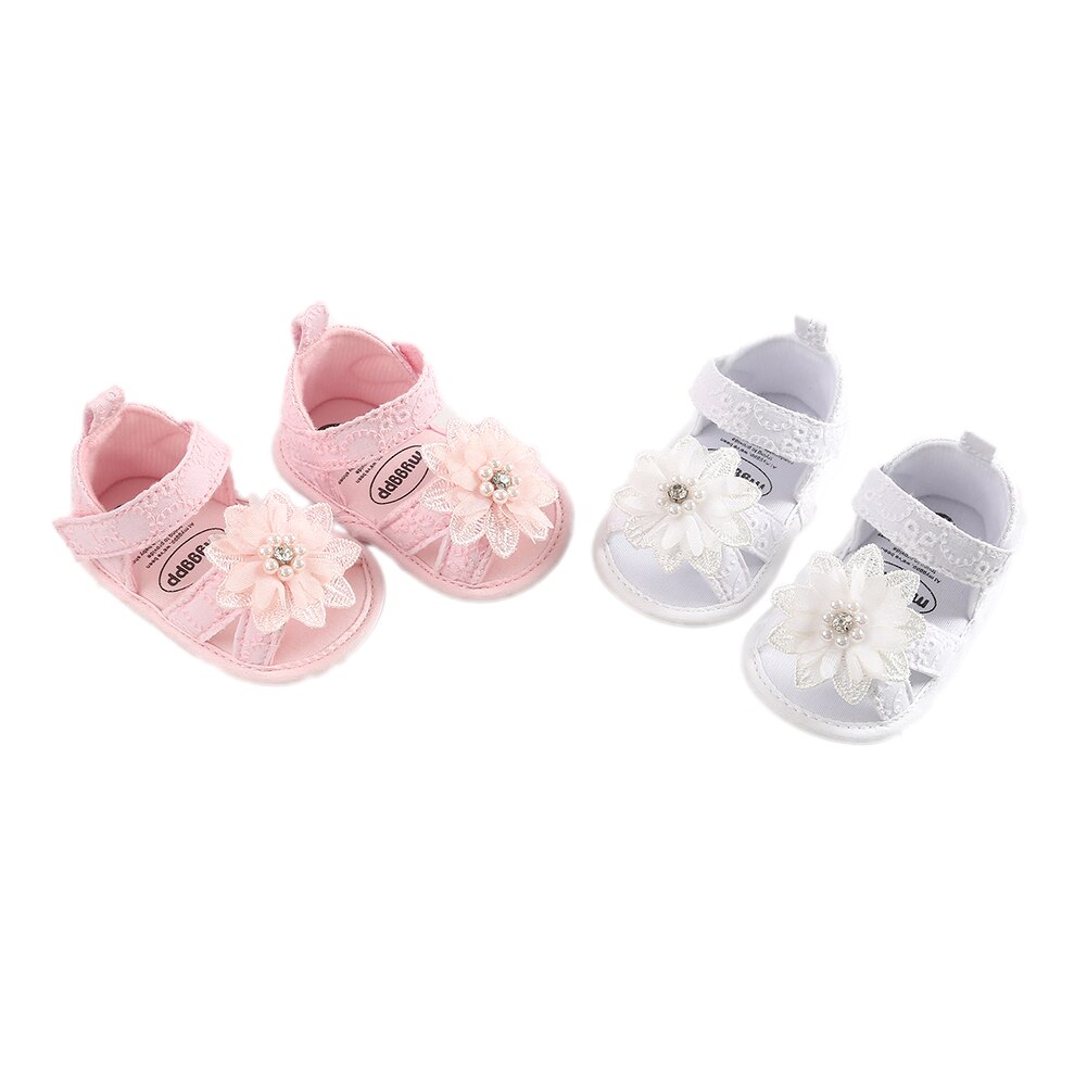 Sandales d'été en dentelle pour bébés filles de 0 à 18 mois, chaussures de princesse en coton à semelle souple