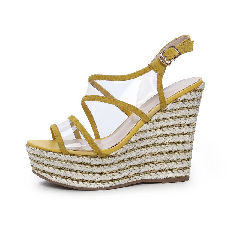 Morazora ruskind læder sko kvinder sandaler pvc spænde sommer kiler platform sandaler dame fest galla sko