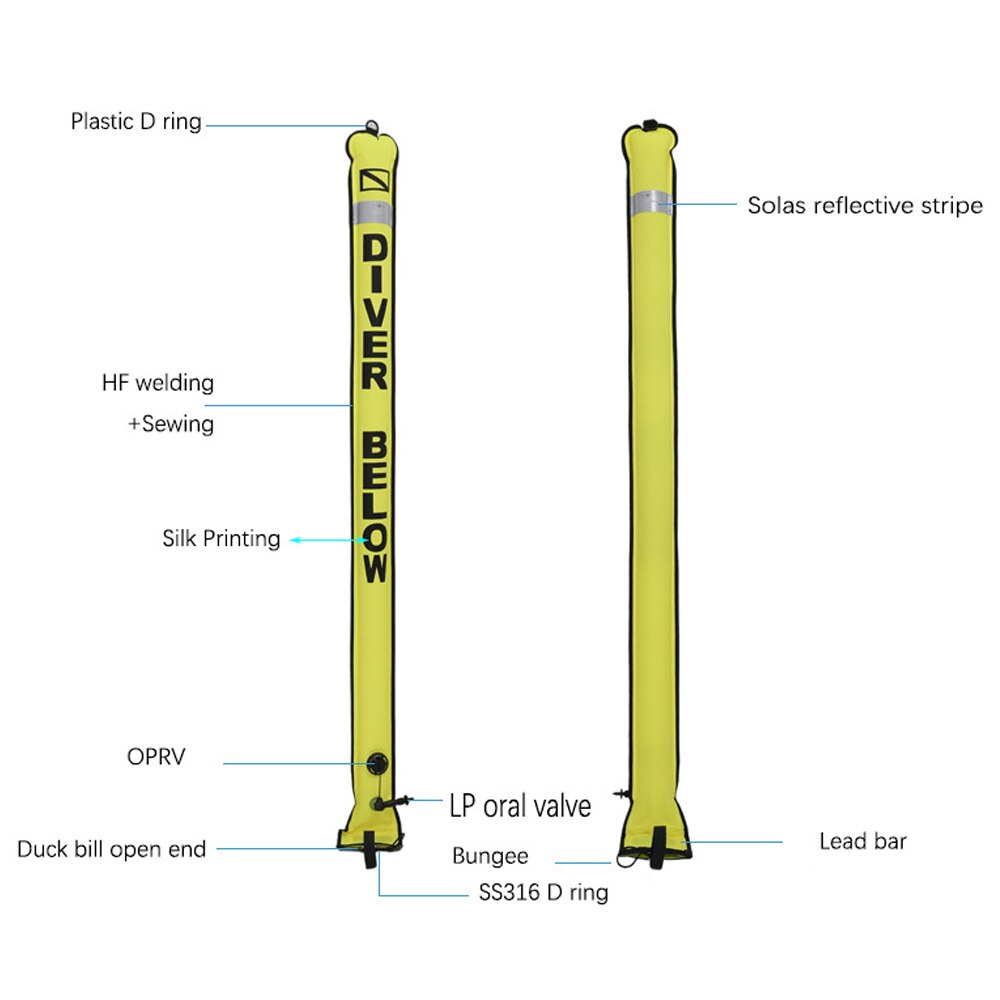 1,2 M-.8M Geschlossen-Ende Scuba Tauchen Oberfläche Marker Boje SMB Drift Tauchen Aufsteigend Signal Rohr Sicherheit Wurst für Wrack schnorcheln