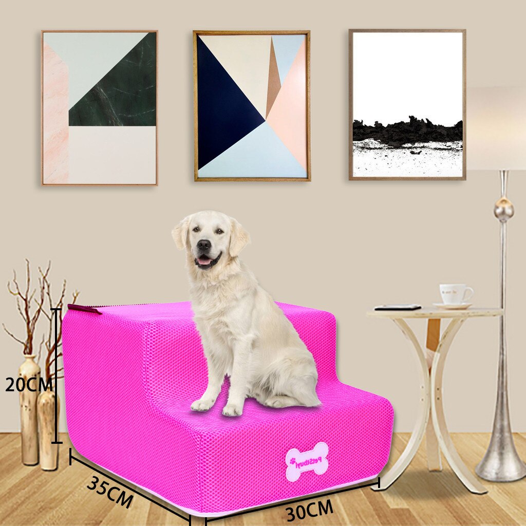 Pet Bed Stairs Pet Stairs Breathable Mesh Foldable Pet Stairs Detachable Dog Ramp 2 Steps Ladder for Small Dogs Puppy Cat Bed