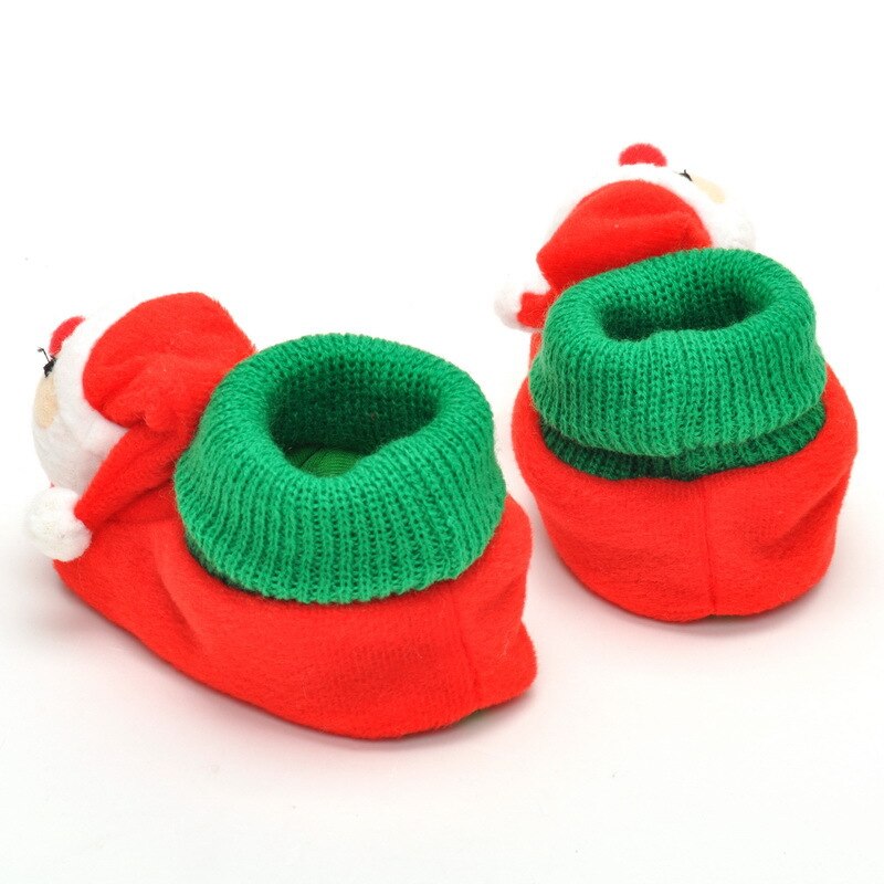 Zapatos de Papá Noel para primeros pasos para bebé, niño y niña, zapatos de vellón para niño pequeño, zapatos de invierno cálidos para bebé, zapatos de cuna para bebé