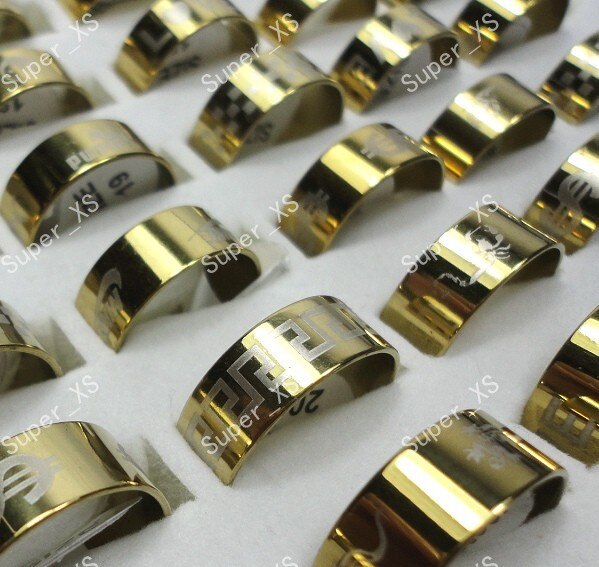 30 stuks gouden ringen van roestvrij staal voor dames en heren, sieraden in hele pakketten,  lr046 stuks