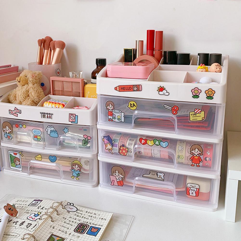 Lovely Space-saving Plastic Storage Box Large Capacity Pencils Desktop Organizer