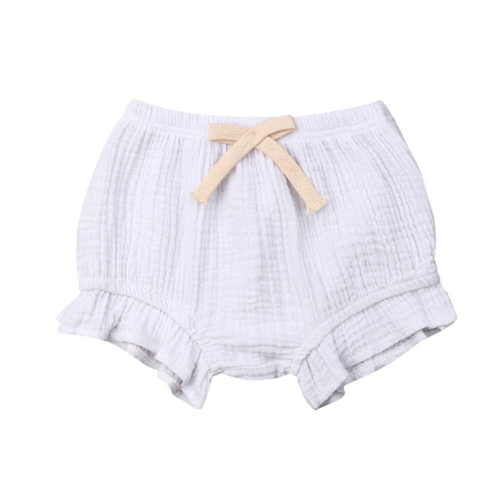 Toddler Infant Baby Girls Boy Summer Clothing Solid Shorts Bottoms Ruffled PP Bloomers Cotton Lace Up Panties 0-24M: 4 / 3M