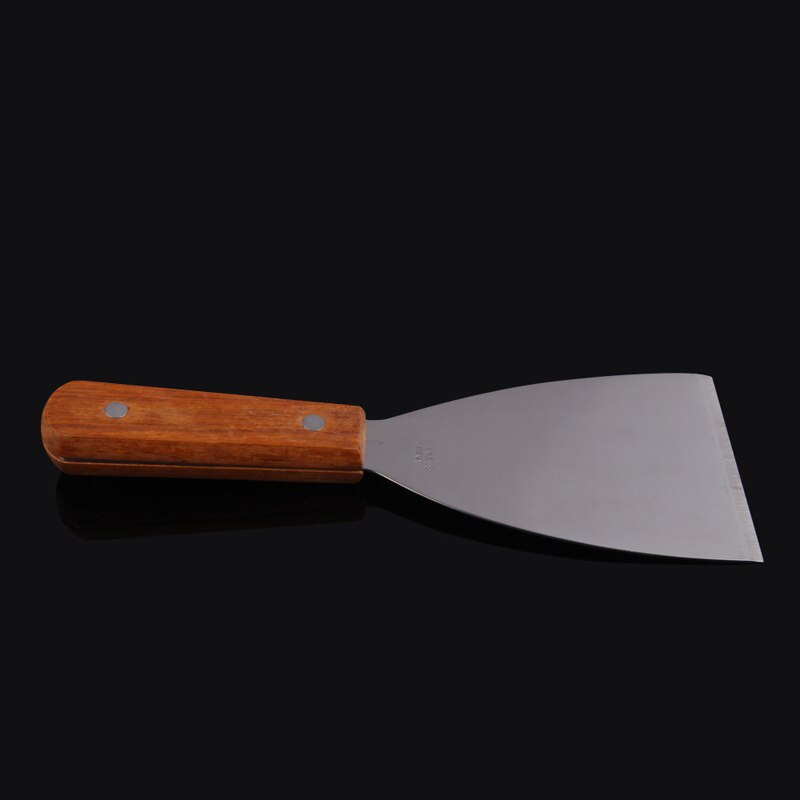 Grill sqatulas rustfrit stål pandekage turner spatel scoop med træhåndtag bordservice