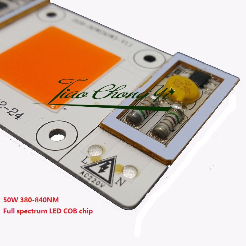 110 vac højeffekt 50w led chip indbygget driver 380nm-840nm fuld spektrum led