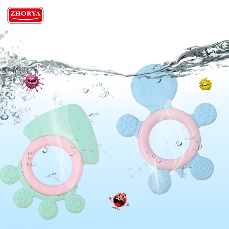 Zhorya Baby & Kleinkind Spielzeug Food Grade Silikon Beißring Rasseln Baby Zahnbürste Infant Ausbildung Zahn für kinder Baby