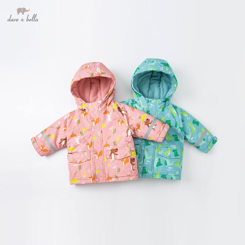 DBZ20121-Abrigo acolchado con bolsillos de dibujos animados para bebé, ropa de abrigo para niño y niña, prendas de vestir de invierno, unisex