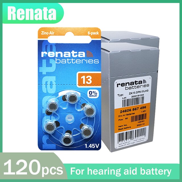 Renata – batterie Zinc-Air A13 13A 100% V 1.45 mAh, 12-20 pièces, 305 d&#39;origine, 13 P13 PR48, pour appareil auditif, boutons, pièces de monnaie