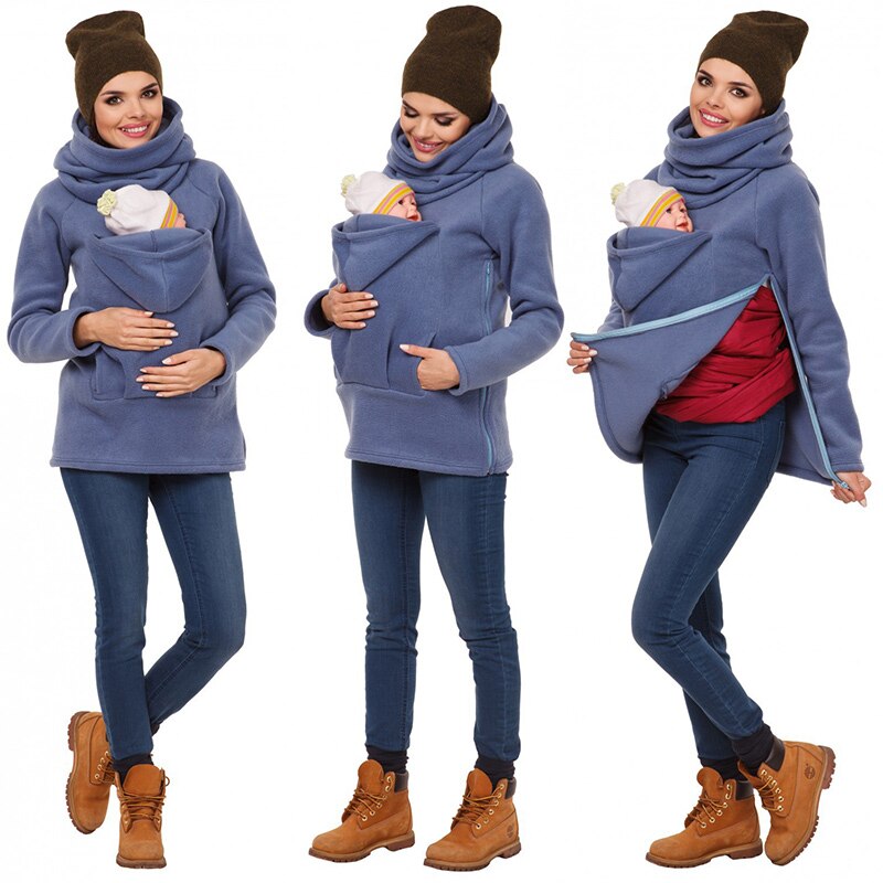 SMDPPWDBB-manteau kangourou multifonctionnel pour femme, modèles d'hiver, pull ondulé imprimé , manteau à manches longues de