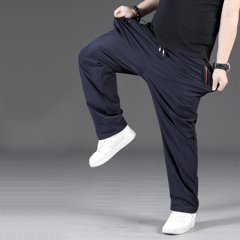 Plus size bomulds casual bukser herre lige løse bukser herretøj elastisk talje cargobukser ren bomuld oversized bukser