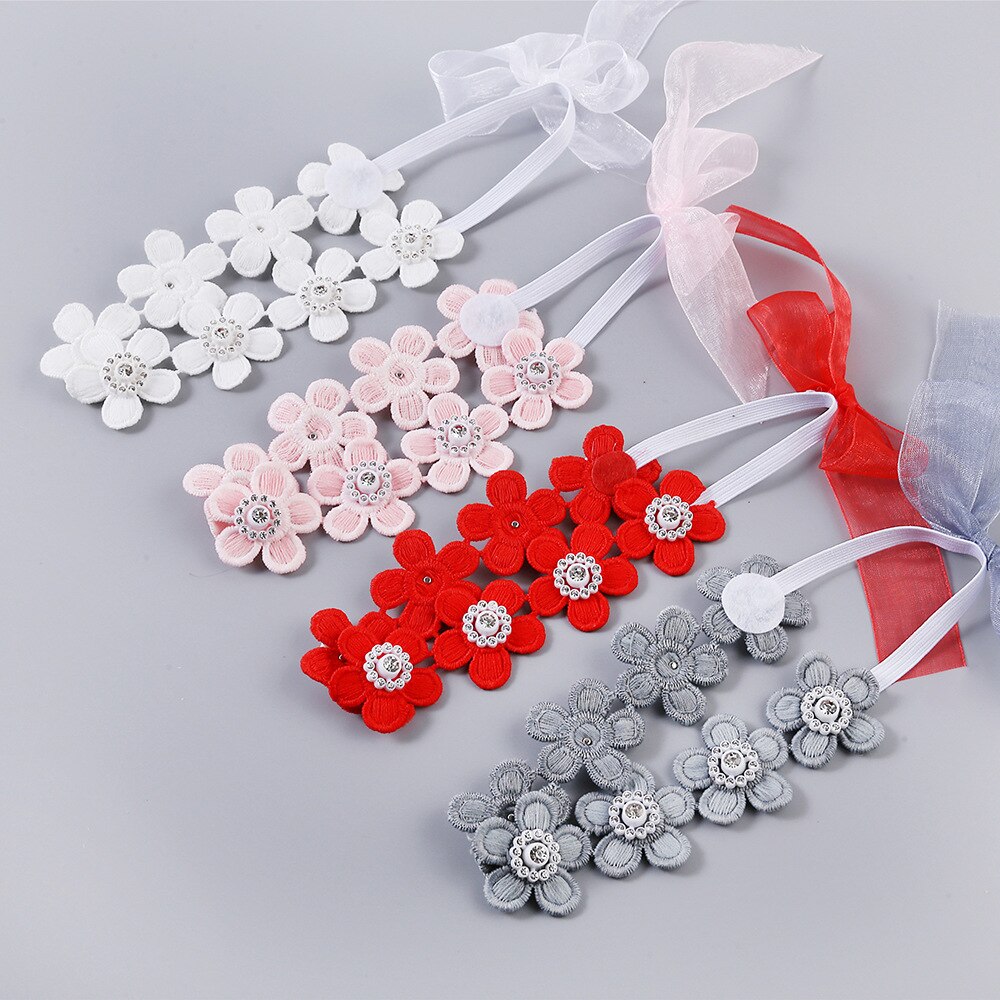 Diadema de encaje flor para niña, diadema elástica Floral suave con lazo, accesorios para el cabello, cinta para de cumpleaños y boda