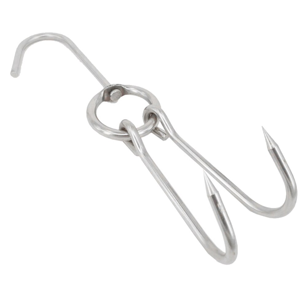 6pcs Stainless Steel Double Meat Hooks Drying Roast Duck Hook Bacon Hanger Grill Hanging Rack (3.5cm Diameter 24.5cm Length)