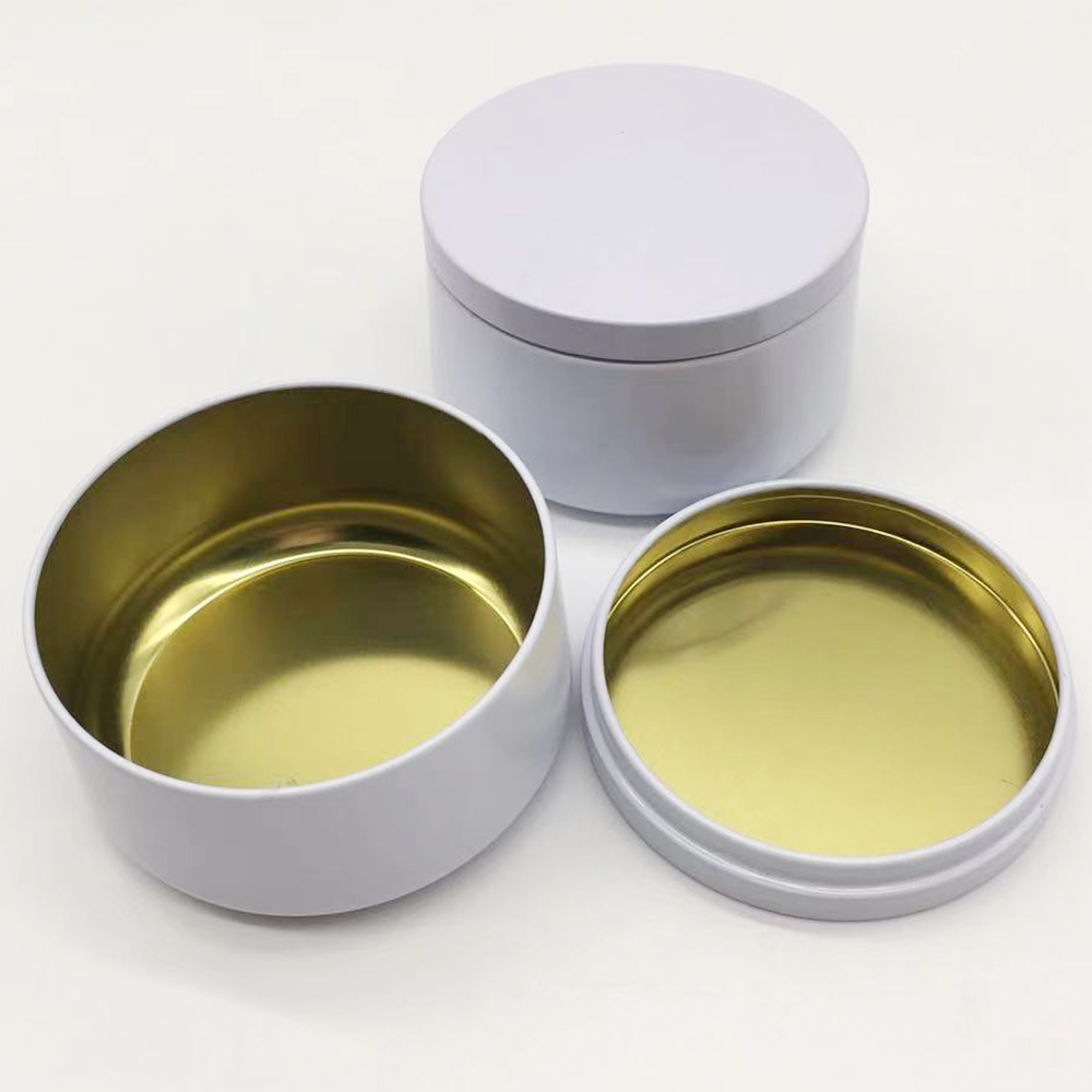 Tarros de lujo para velas con tapa de patrón de madera, contenedor redondo a granel, latas vacías, caja de almacenamiento de dulces, bote de cosméticos, negro y dorado, 6oz