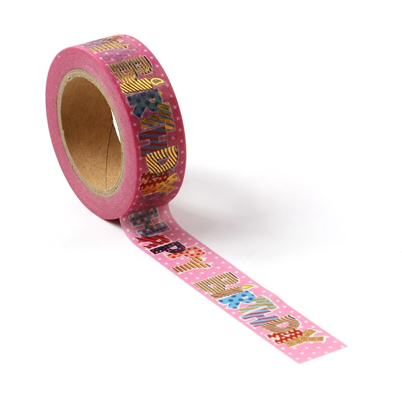 10M Decorative Foil Washi Tape HAPPY BIRTHDAY DIY Scrapbooking Sticker Label Japanese Masking tape School Office Supply
