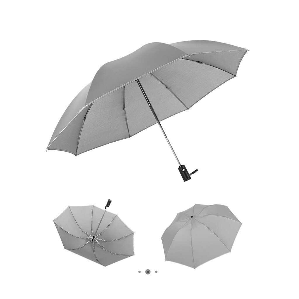 Paraguas plegable para mujer, sombrilla de viaje a prueba de viento, automática, color negro y gris, suministros de negocios, Unisex, # G9: Gris