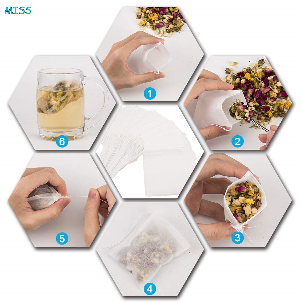 PLA sachet filtre à thé vide | Biodégradé, Fiber de maïs, sécurité, cordons de alimentaire, sacs à thé, sacs filtre à café à ultrasons 100 pièces/paquet