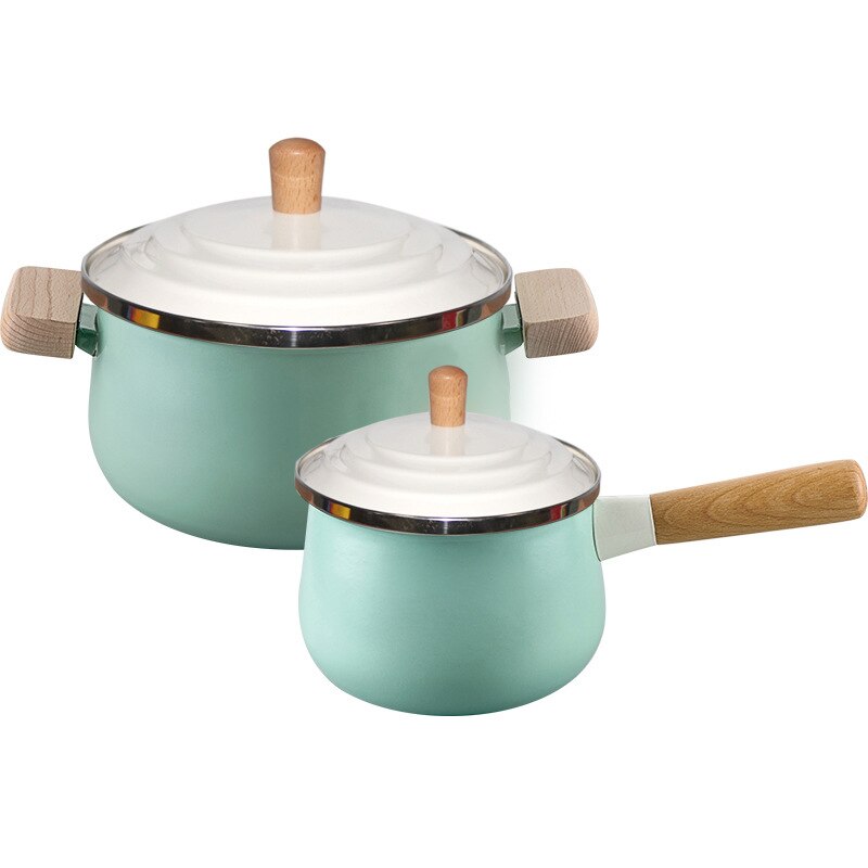 Porcelain Enameled Milk Pot Cooking Non-stick Color Soup Pot with Cover Induction Cooker Gas Stove Applicable Cookware Milk Pan