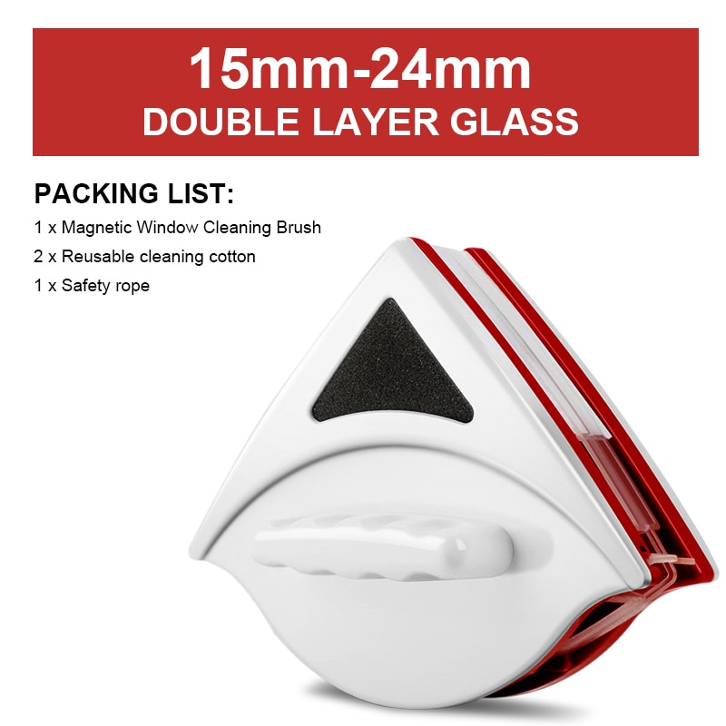 Gason vinduesrenser dobbeltsides glasrengøringsbørste magnetiske magneter husholdningsværktøj visker nyttige overfladebørster 3 ~ 30mm glas: 15-24mm dobbeltglas