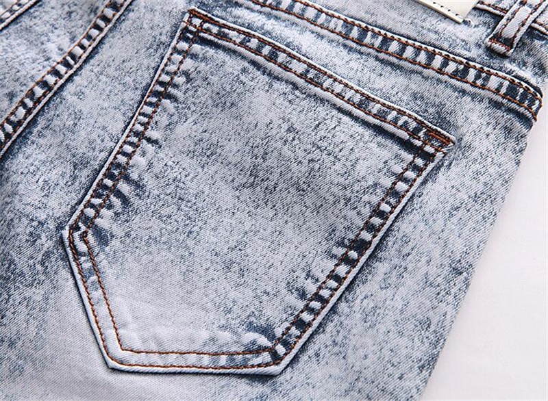 Herre vintage slim monteret mænds lyseblå jeans elastik skinny jeans cool hip hop denim afslappet joggers bukser
