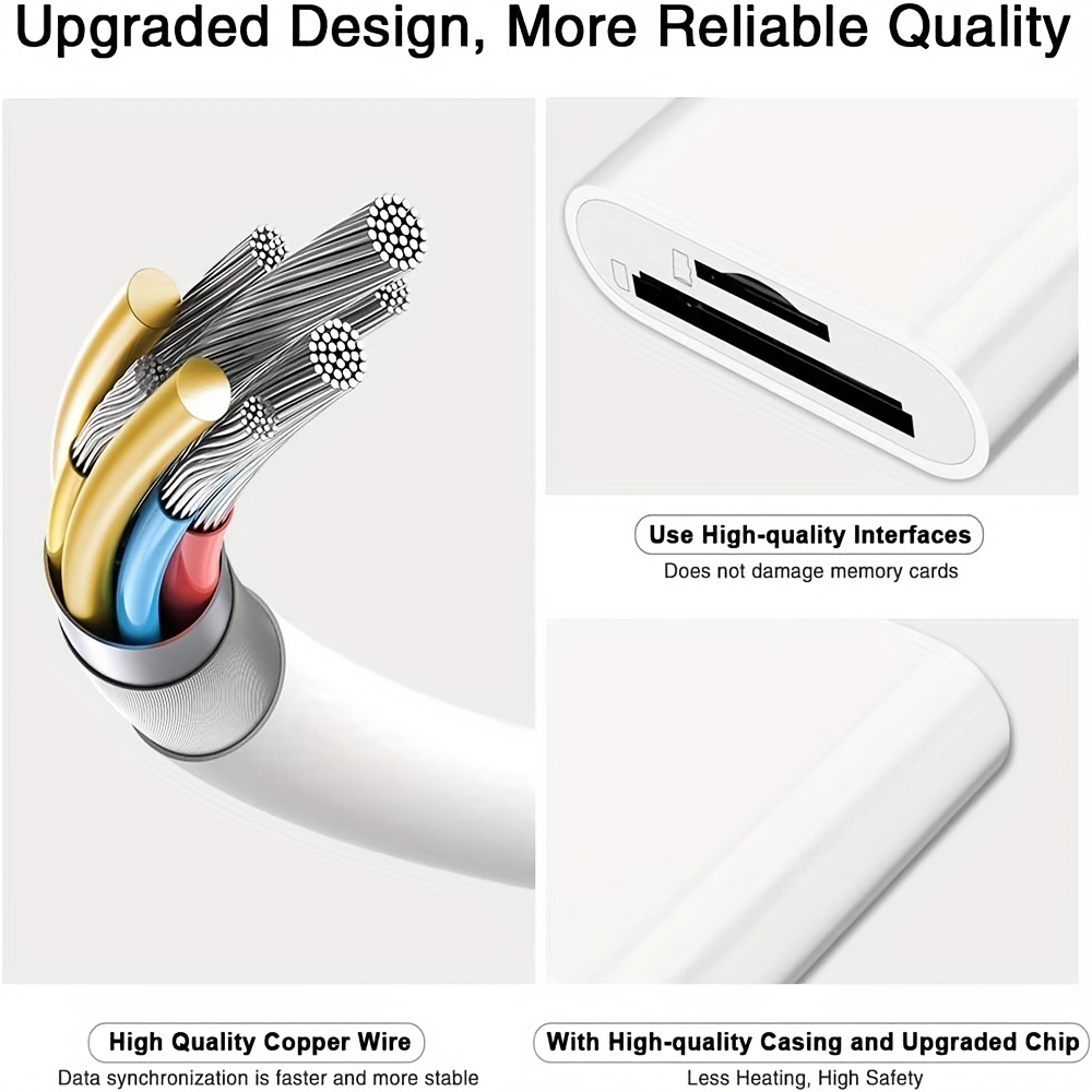 Para iPhone lector de tarjetas adaptador de tarjeta de memoria para iphone 14 13 12 8 pines a SD TF lector de tarjetas de cámara convertidor de datos OTG Cable de datos