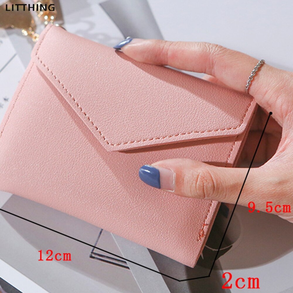 Litthing 2020 borla carteira feminina para cartões de crédito pequena marca de luxo cor doces couro curto das mulheres carteiras e bolsas