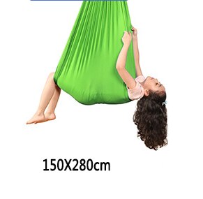 Amaca da altalena per interni da esterno in cotone per bambini per coccole fino a terapia sensoriale per bambini altalena per sedile fissa con pacco elastico morbido: green 150