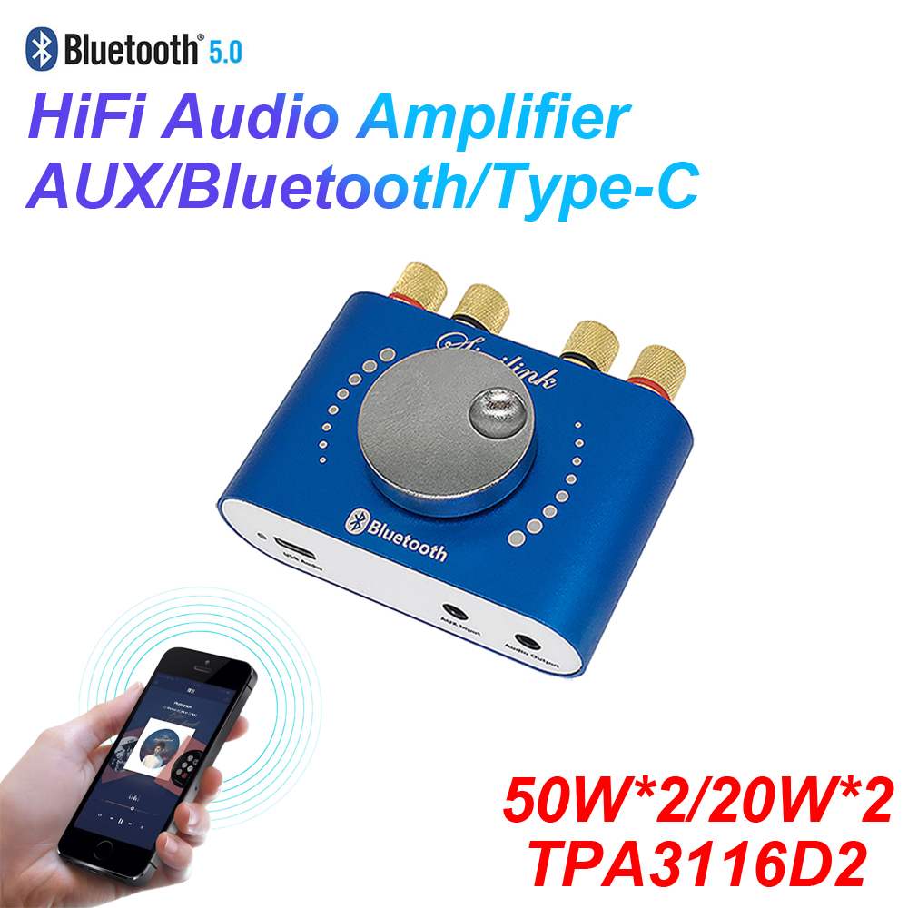 Mini Lautsprecher Kopfhörer Verstärker 50W 20W TPA3116D2 HiFi Stereo Dual Channel DAC Bluetooth Verstärker Typ-C USB AUX Eingang Ausgang