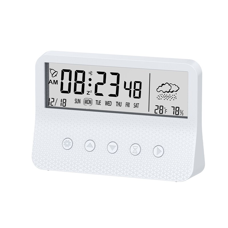 Transparent LED Luminous Digital Alarm Clock Mute Smart Rechargeable Electronic Clock Mute Humidity Calendar Desktop Alarm Clock: Default Title