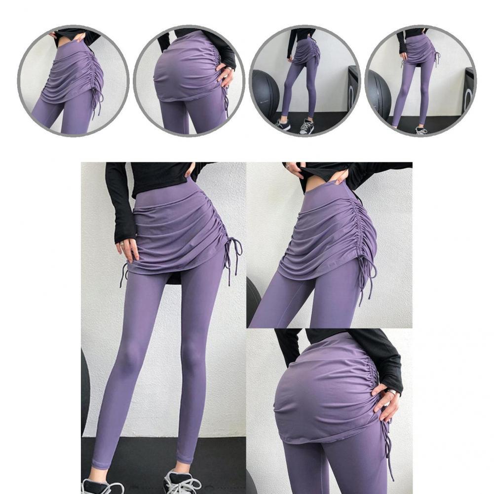 Pantaloni Fitness abbigliamento pantaloni Yoga gonna attillata attillata a pieghe tinta unita Sexy Slim Fashion