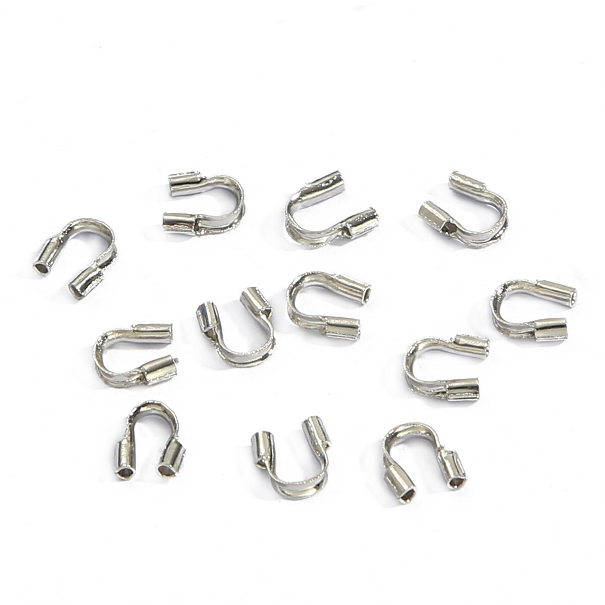 100Pcs 4X4Mm Draad Protectors Wire Guard Guardian Protectors Loops U-vorm E Einde Sluitingen Connector Voor sieraden Bevindingen Maken Diy: Rhodium