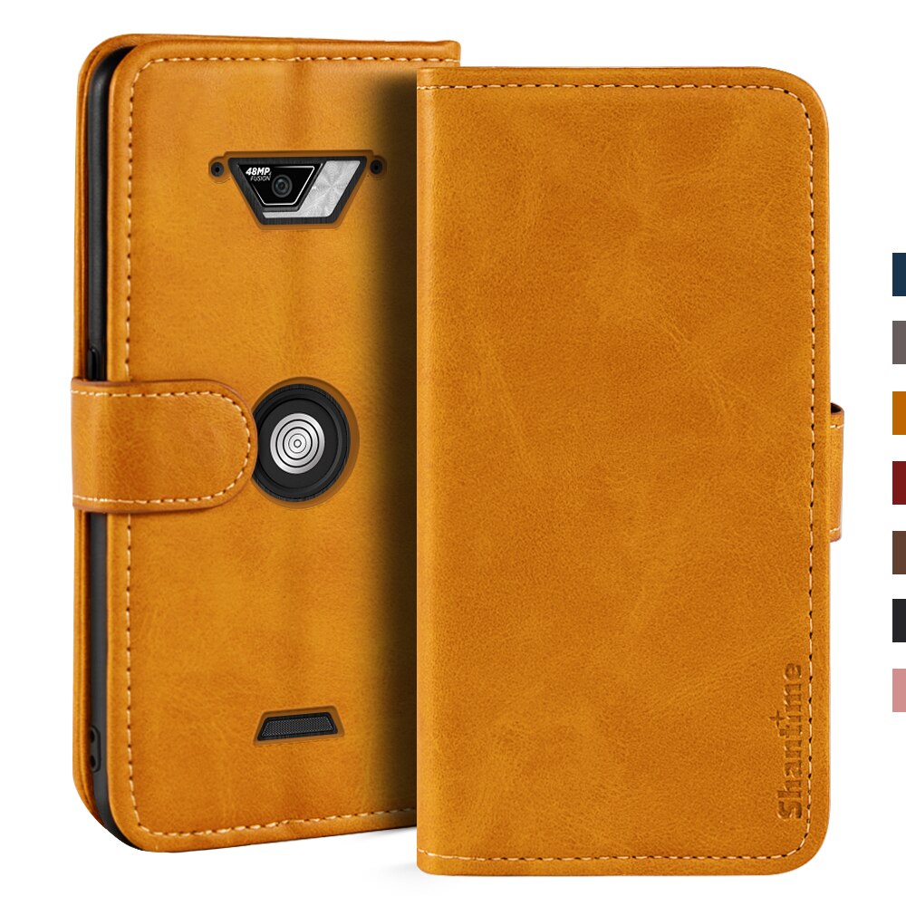 Étui portefeuille en cuir avec support pour téléphone Crosscall Core-X4, housse avec coque magnétique,: Light brown