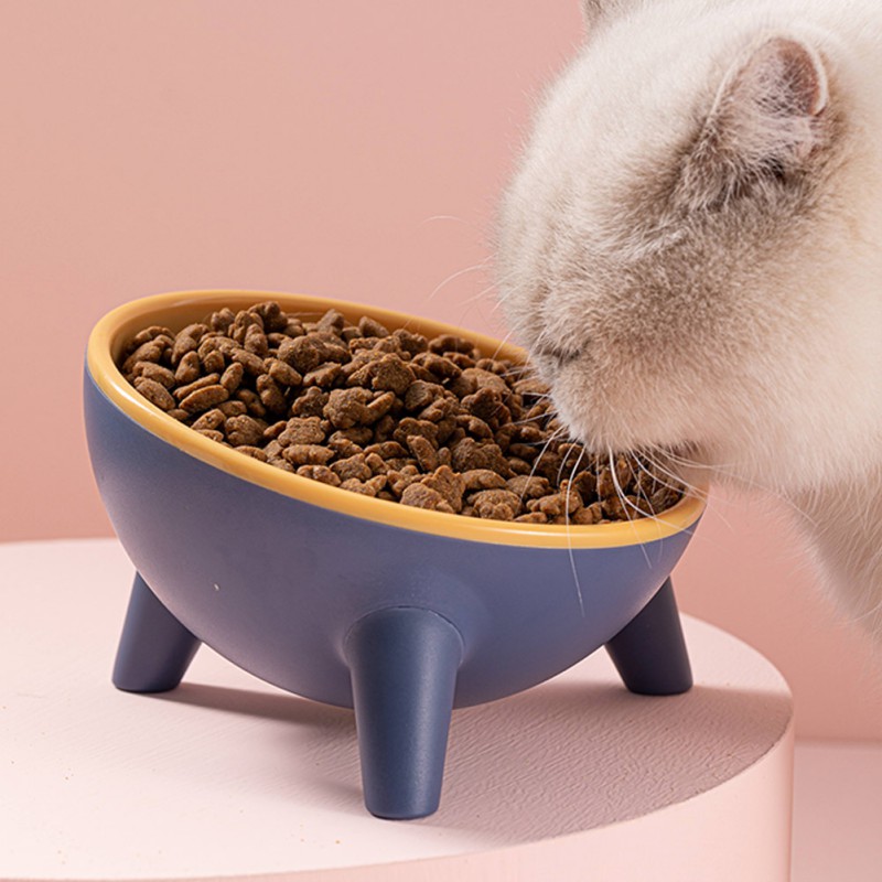 Katt hundeskål 15 grader hevet plast katteskåler beskyttelseshals valp kattemater sklisikker krasj forhøyet kattematskål