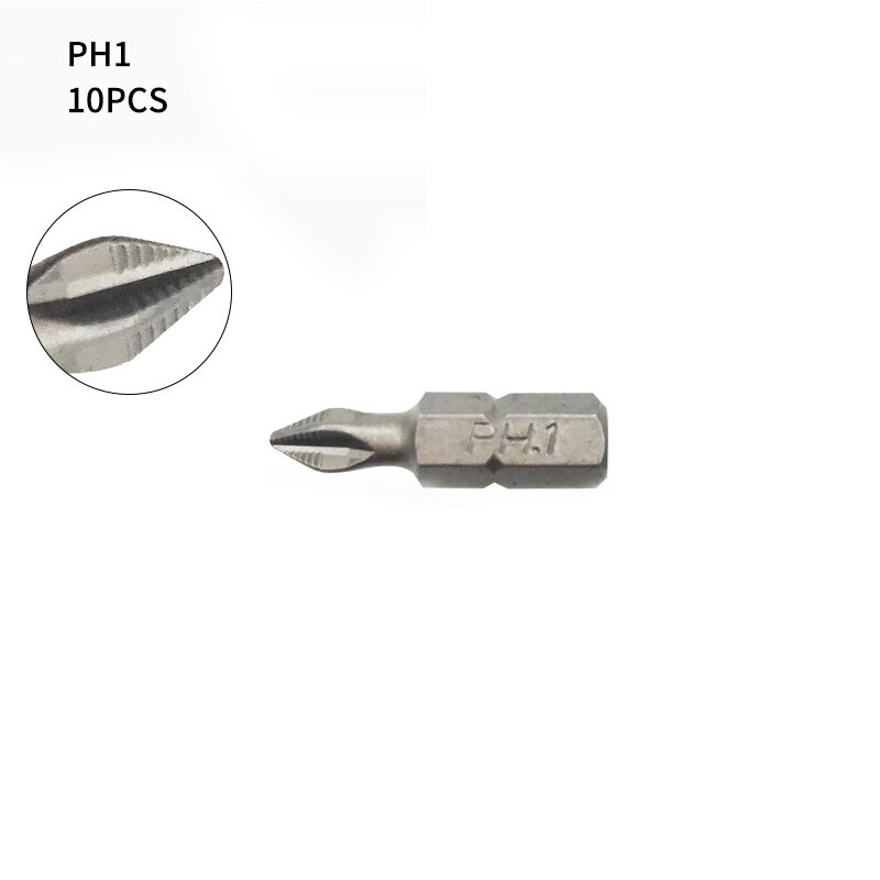 12Pcs Magnetic Screwdriver Bit Set Anti Slip Electric Power Multi-bit Tool Screwdriver Suit Alloy Steel Screwdriver Accessories: 10pcs PH1 25mm