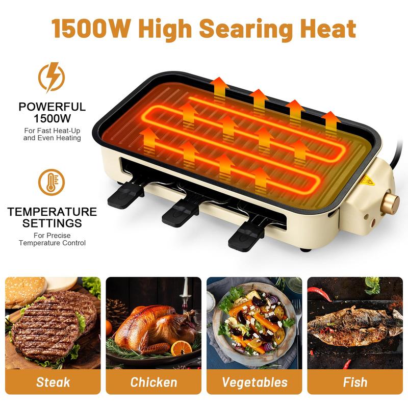 Pukomc elektrischer rauchfreier Innen grill, abnehmbare Antihaft-Koch platte, tragbarer koreanischer Grill mit abnehmbarer Temperatur