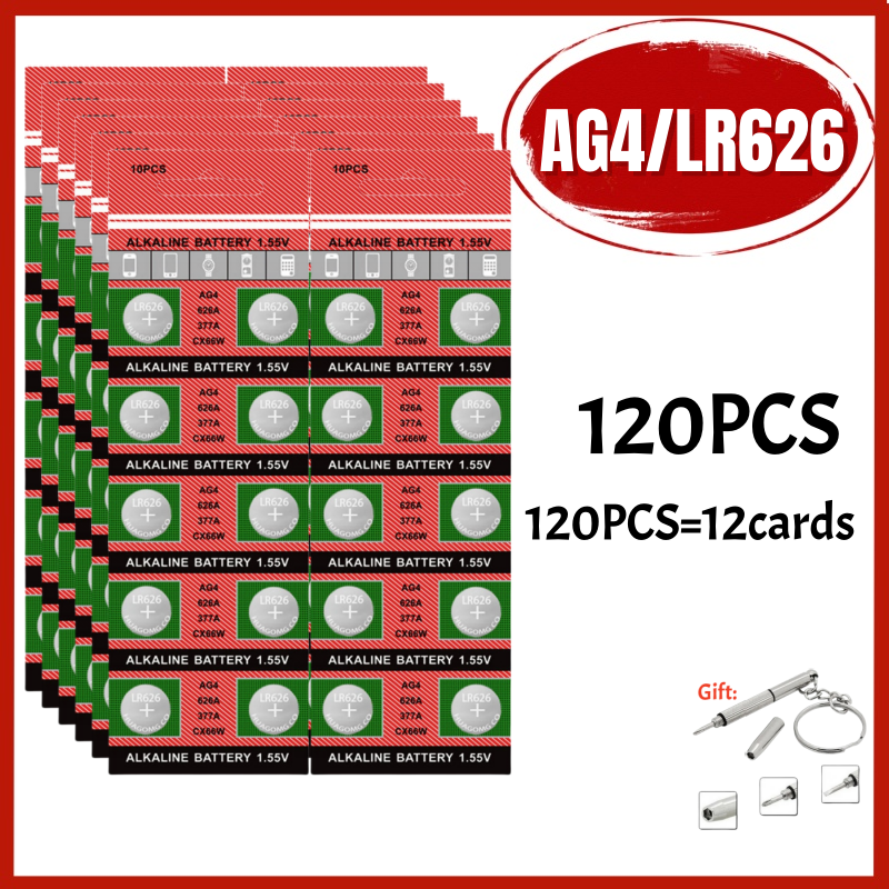 10-200 Stücke AG4/LR626 1,5 V Knopfbatterien SR626SW 377 377A 376 LR66 177 Münzen Zelle Alkaline Batterie für Uhren Spielzeug Kein Mercury: green
