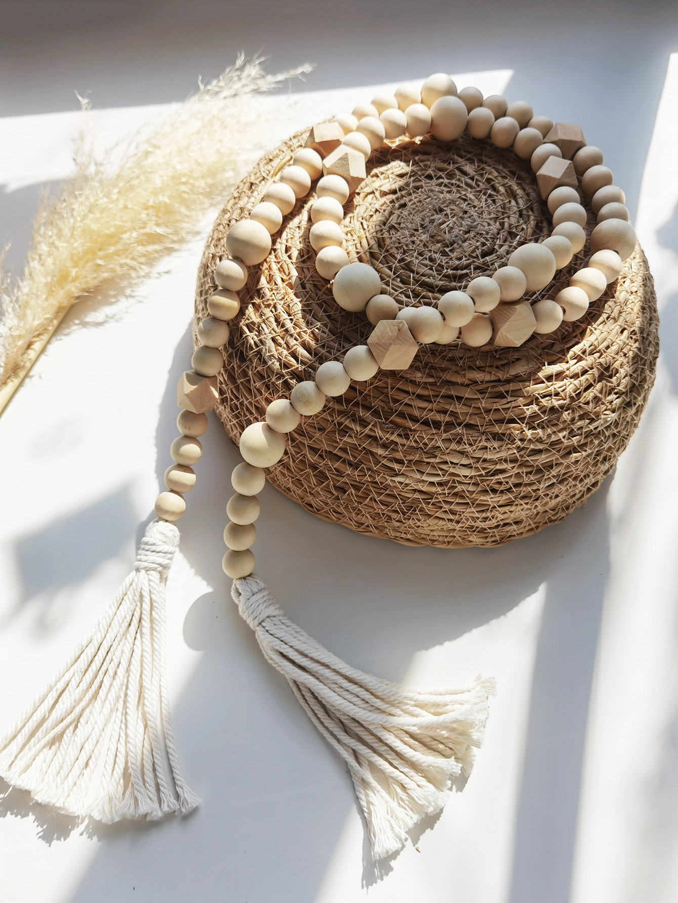 Macrame Wood Bead String Handmade Wooden Beads Cha... – Grandado