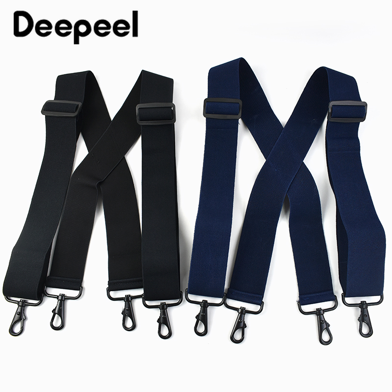 Deepeel 5*120cm herrhängslen för vuxna, 4 klämmor, krokspänne, breda stretchremmar, manliga jockstrap-hängslen, mäns kjol, jeanstillbehör