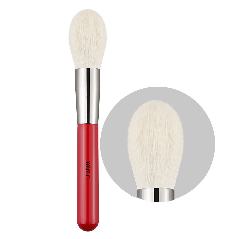 Beili rød enkelt makeup børste 1 stykke pudder concealer highlight foundation i syntetisk nano hår blusher børste make up værktøjer: 101