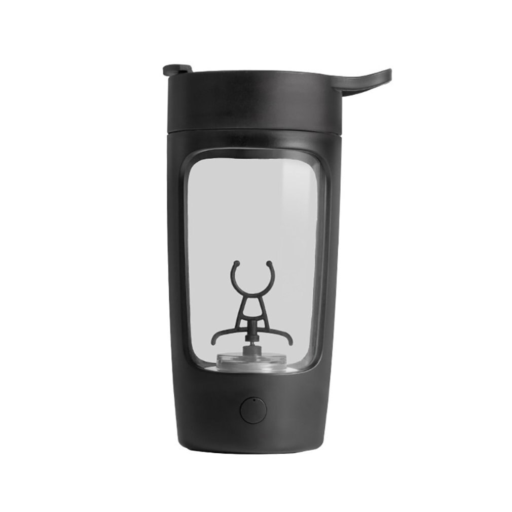 Bærbar lækagesikker elektrisk shaker flaske 650ml usb genopladelig proteinpulver shaker mixer kopper vandflaske til sportsgymnastik: Sort