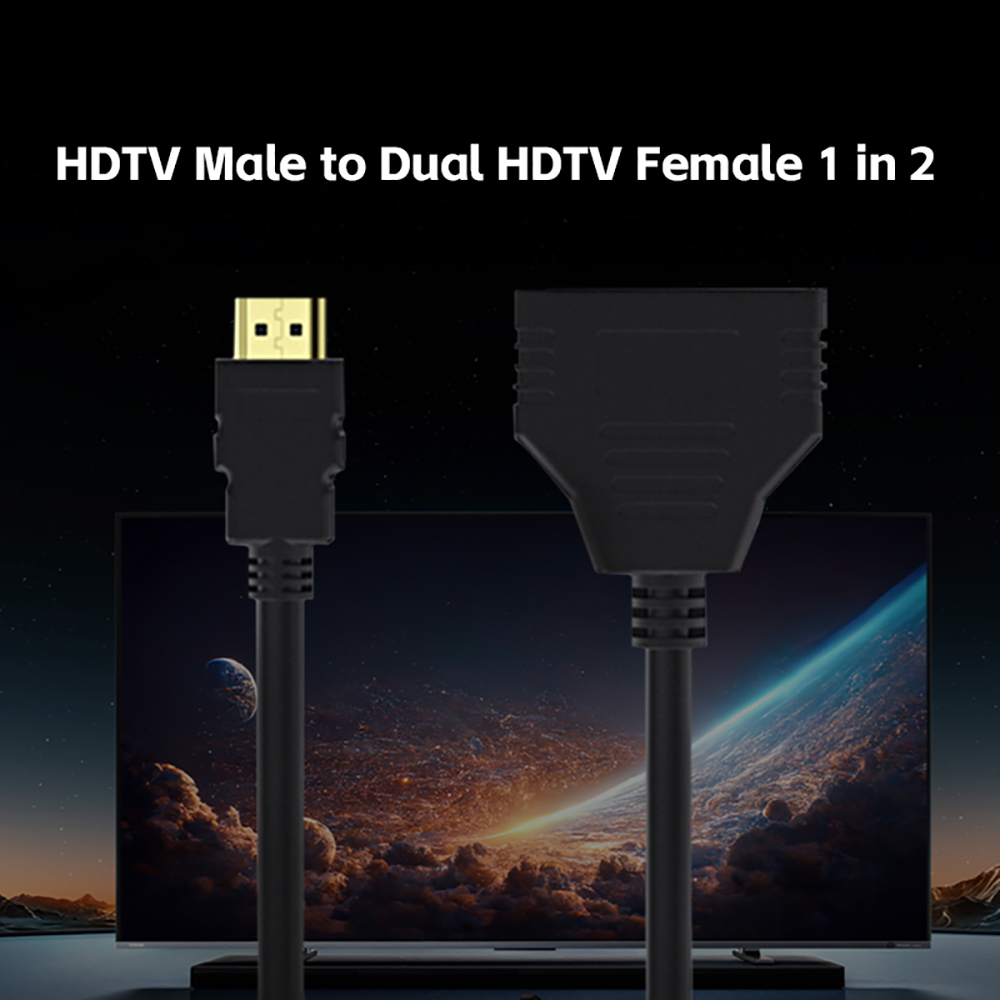 Hdmi-splitterkabel hane 1080p till dubbel hdmi hona 1 to 2- vägs hdmi-splitteradapterkabel, stöder två tv-apparater samtidigt