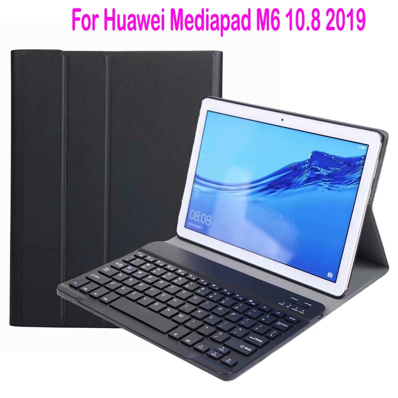 Clavier sans fil bluetooth avec étuis en cuir fin, étui pour Huawei Mediapad M6 10.8 10.8