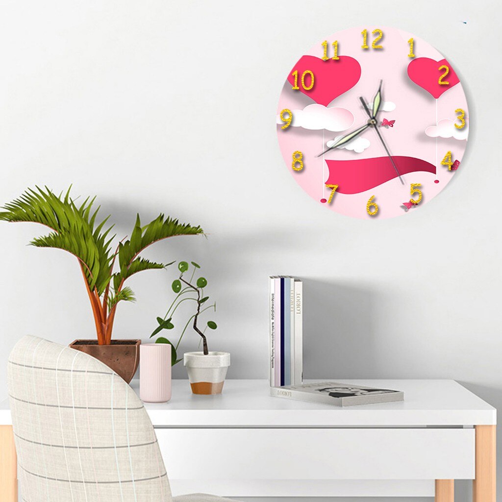 Valentine's Day Living Room Digital Wall Clock Acrylic Mute Clock Digital Wall Clock Acrylic Silent Stereo