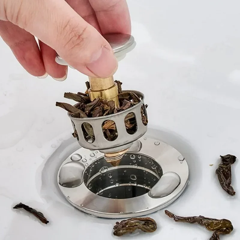 Universal Metal Bathtub Strainer Plug with Pop-up Drainer Waste Stopper Basin Drains Hair Catcher - Bathroom Accessory