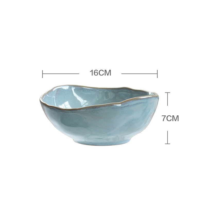 Vajilla de cerámica nórdica creativa, cuencos irregulares, plato para ensaladas, juego de platos para ensaladas y frutas hecho a mano, estilo japonés: large bowl