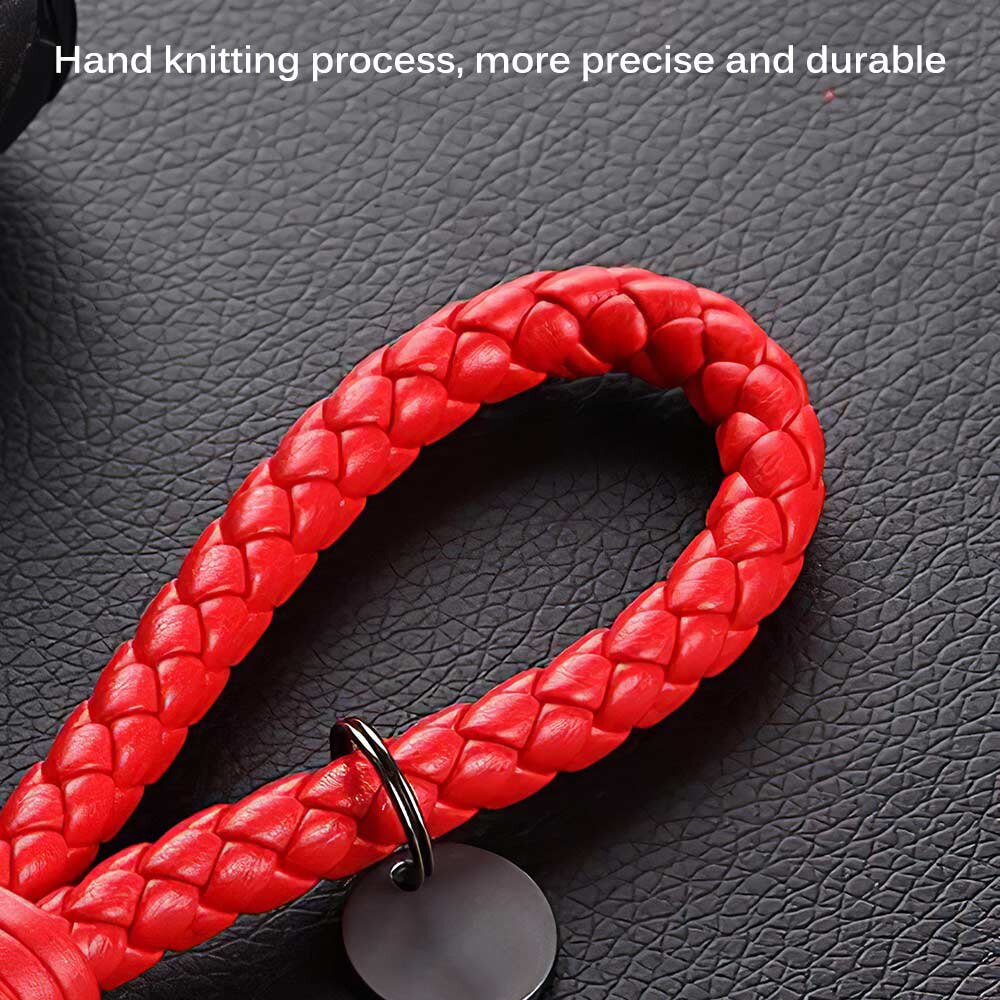 Key Ring for Car Key Door Key Buckle Hand Woven Men Women Pendant Classic Black Woven Keychain Leather Woven Ropes