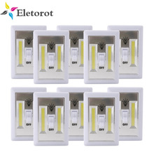 10PCS COB LED Wall Lighted Switch Wireless Closet Night Light Multi-Use Self-Stick Battery Operated Cordless Light-Switch