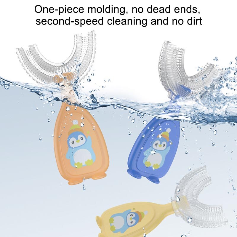 1Pcs U-Vorm Handleiding Vloeibare Siliconen Kinderen Teethbrush Leuke Cartoon Kinderen Tanden Reinigen Tandenborstel Oral Care
