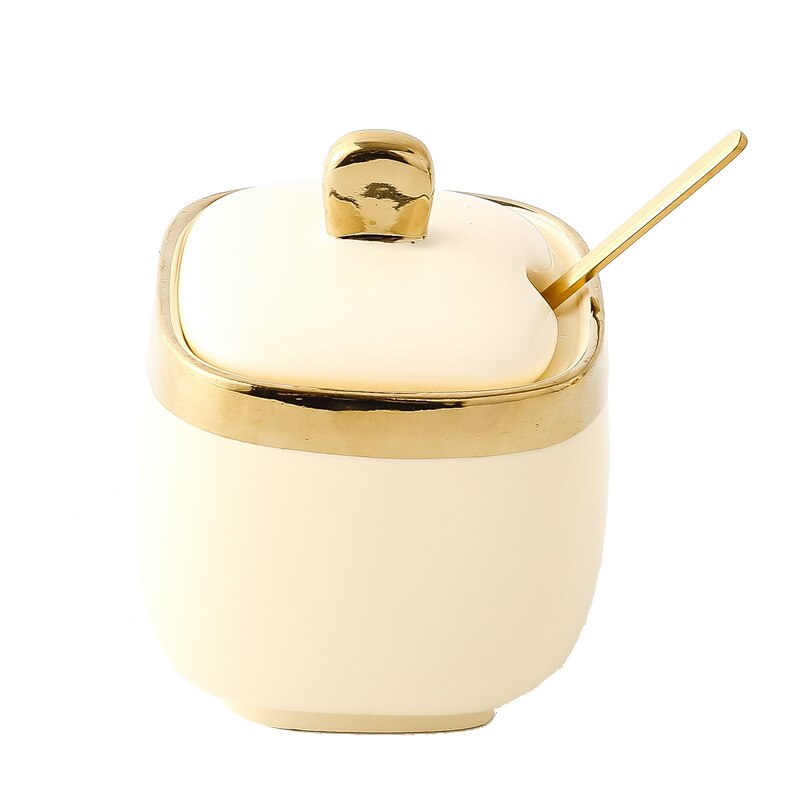 European light luxury ivory white porcelain ceramic seasoning box Seasoning tank Kitchen supplies: A