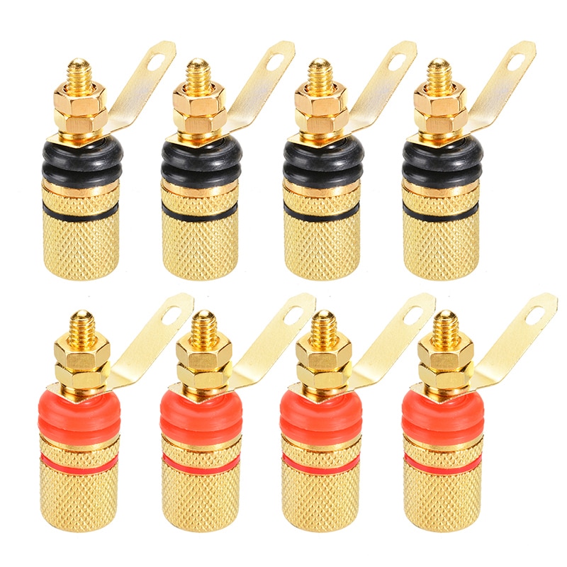 8 stuks versterker luidspreker klemmenbord connector vergulde aansluitpaal voor 4mm bananenstekker jack connectoren